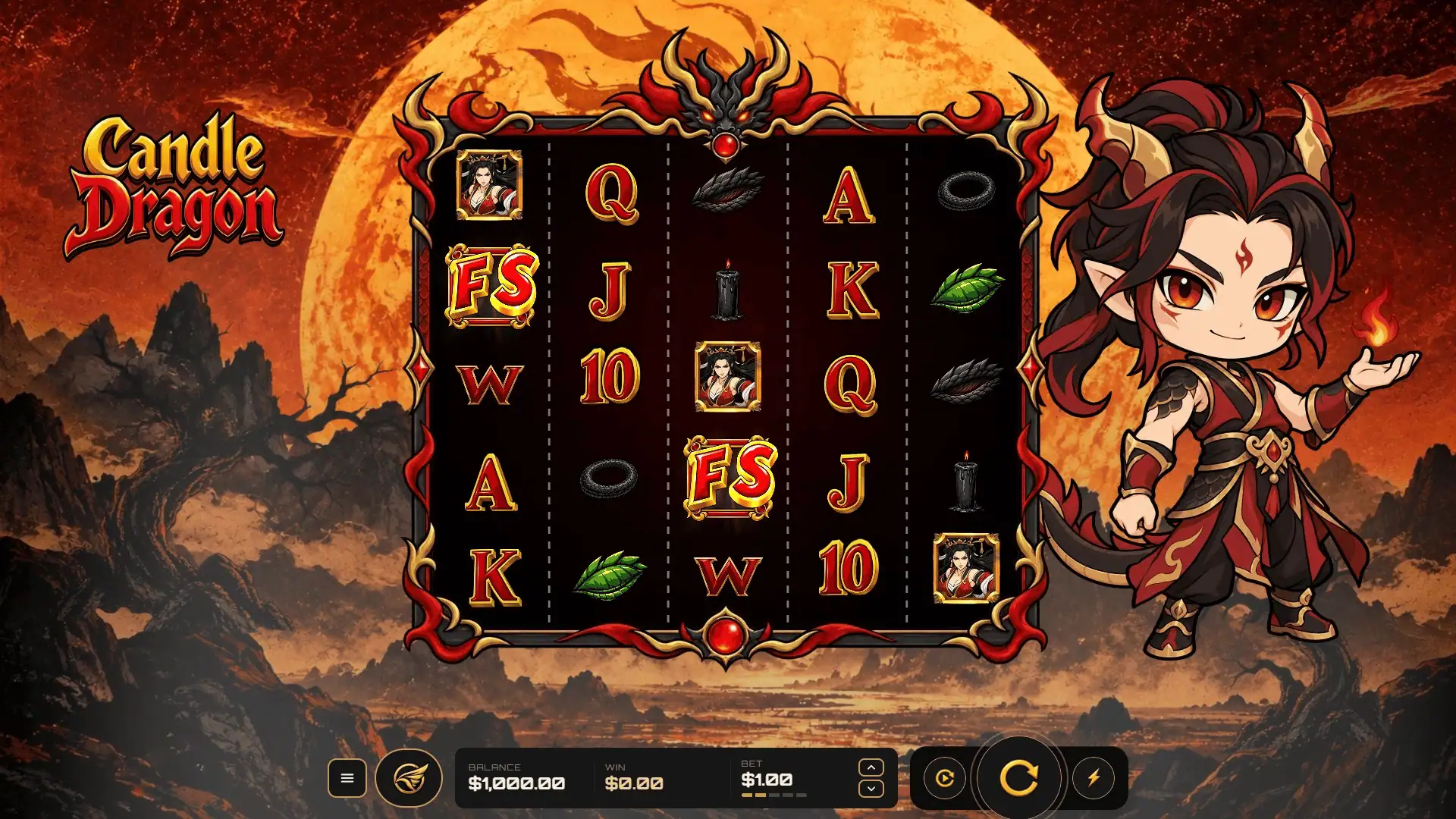 CandleDragon slot gameplay reels