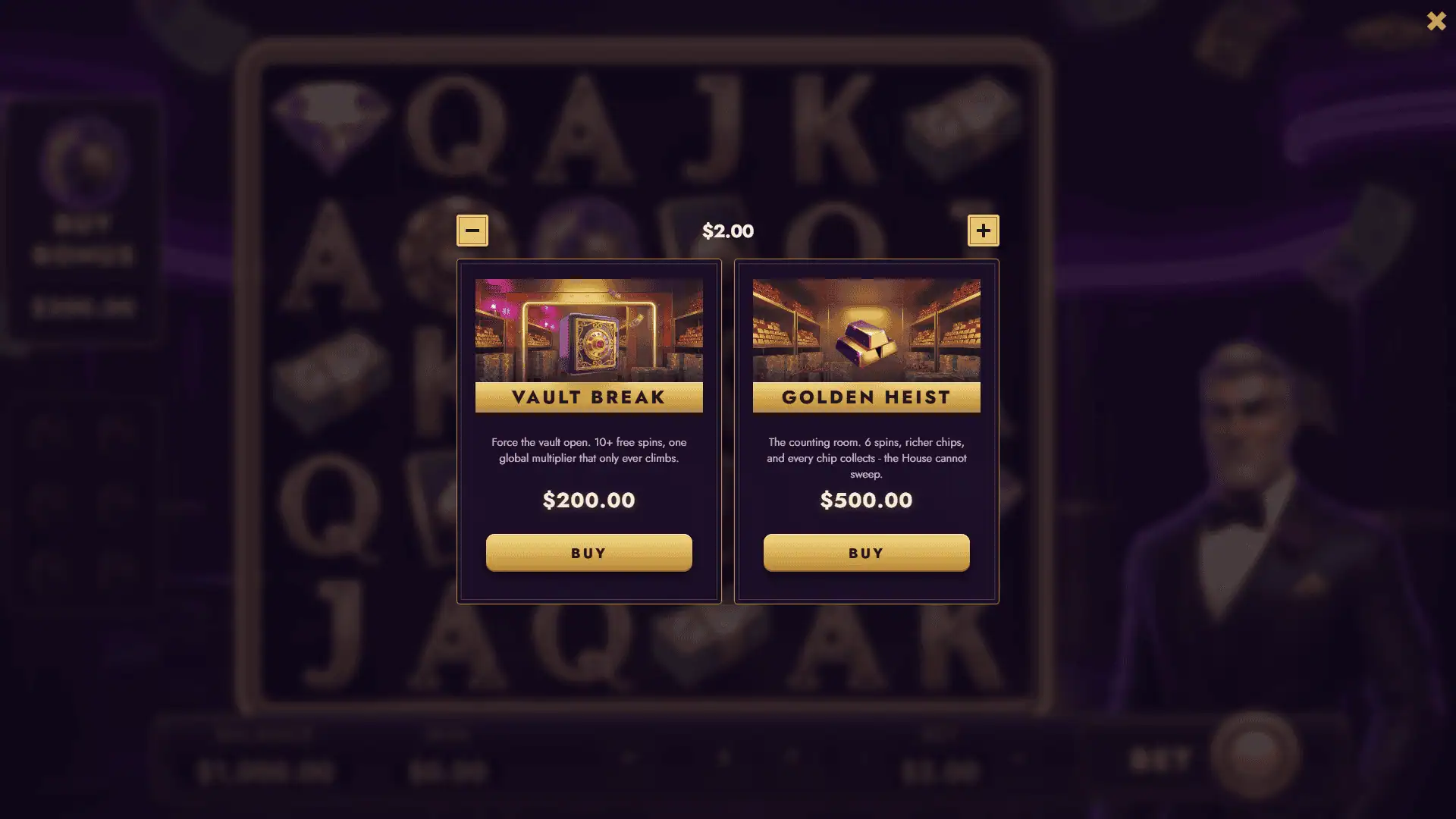 Break The House bonus buy menu