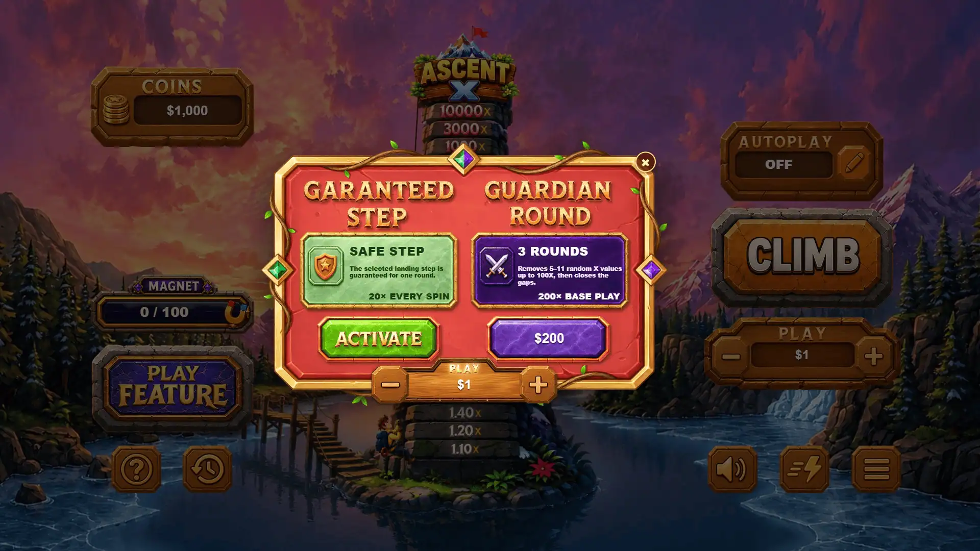 AscentX bonus buy menu