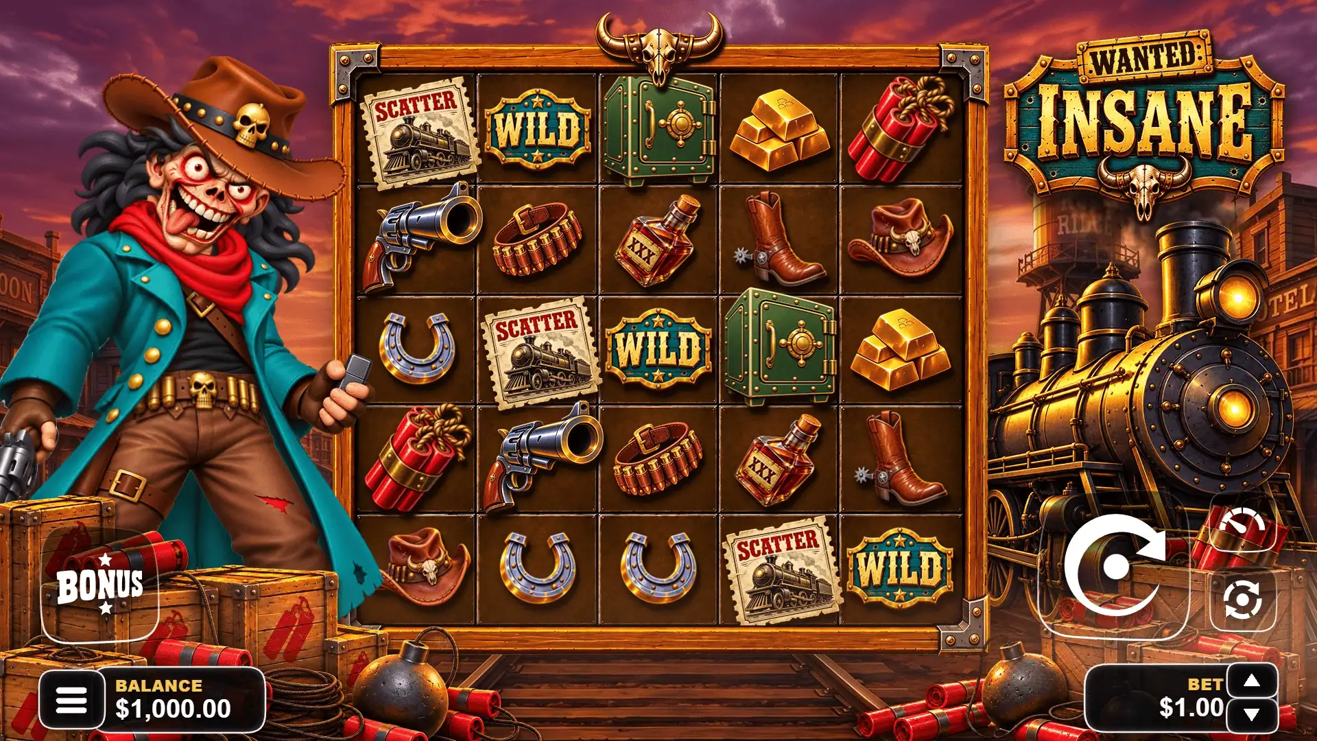 Wanted: Insane slot gameplay reels