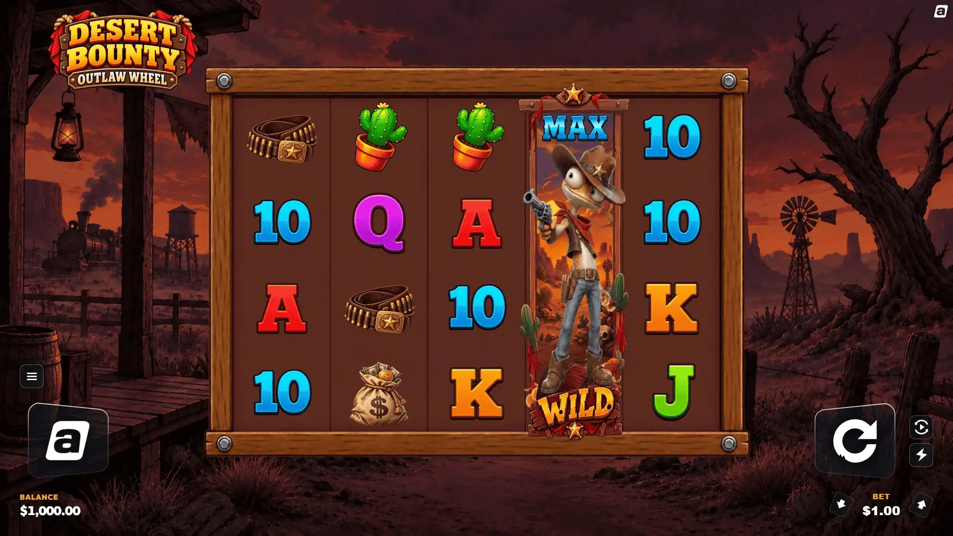 Desert Bounty Outlaw Wheel slot gameplay reels