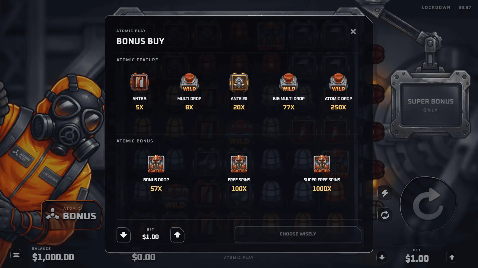 Lockdown bonus buy menu