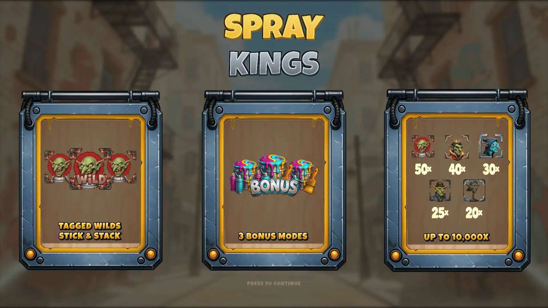 Spray Kings slot intro screen