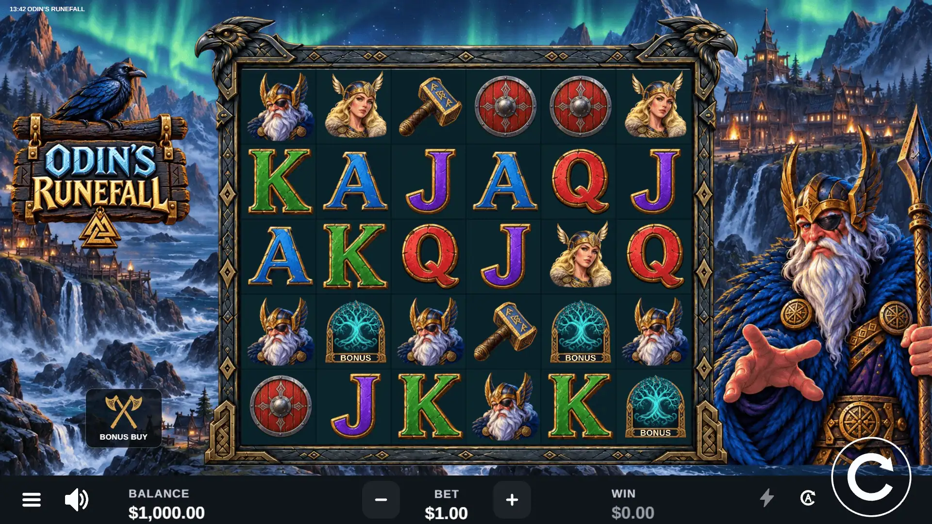 Odin’s Runefall slot gameplay reels