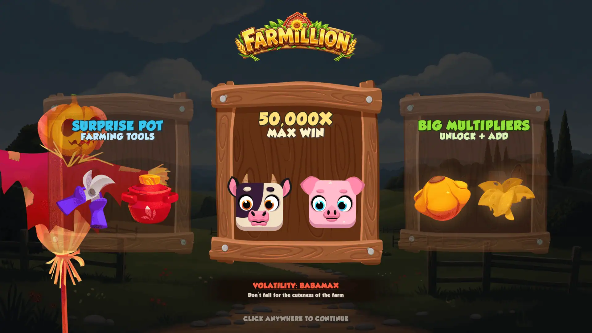 Farmillion BABAMAX slot intro screen
