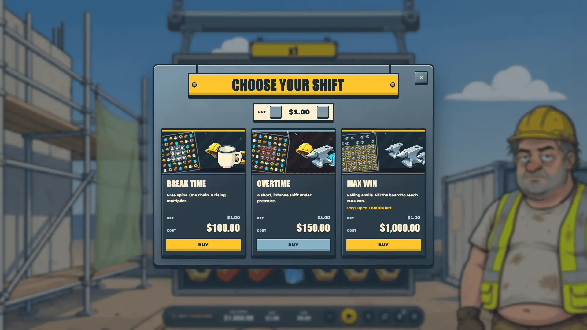 Break Time bonus buy menu