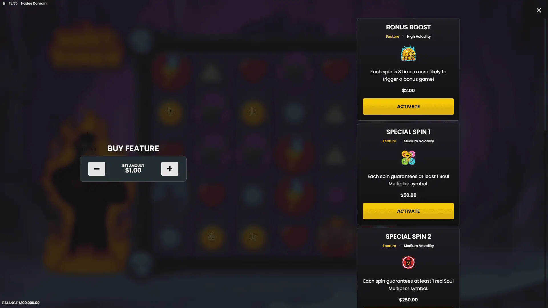Hades&rsquo; Domain bonus buy menu