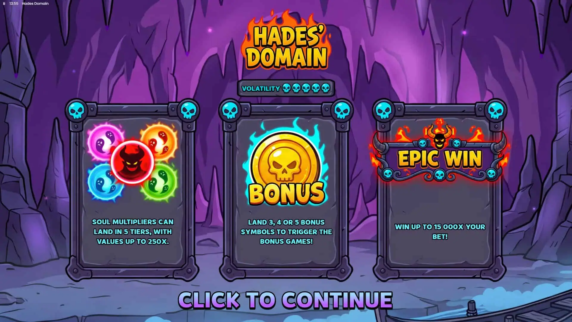 Hades&rsquo; Domain slot intro screen
