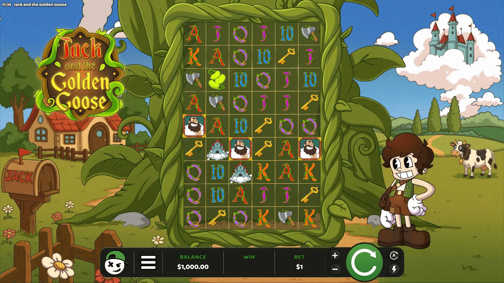 Jack and the Golden Goose slot gameplay reels