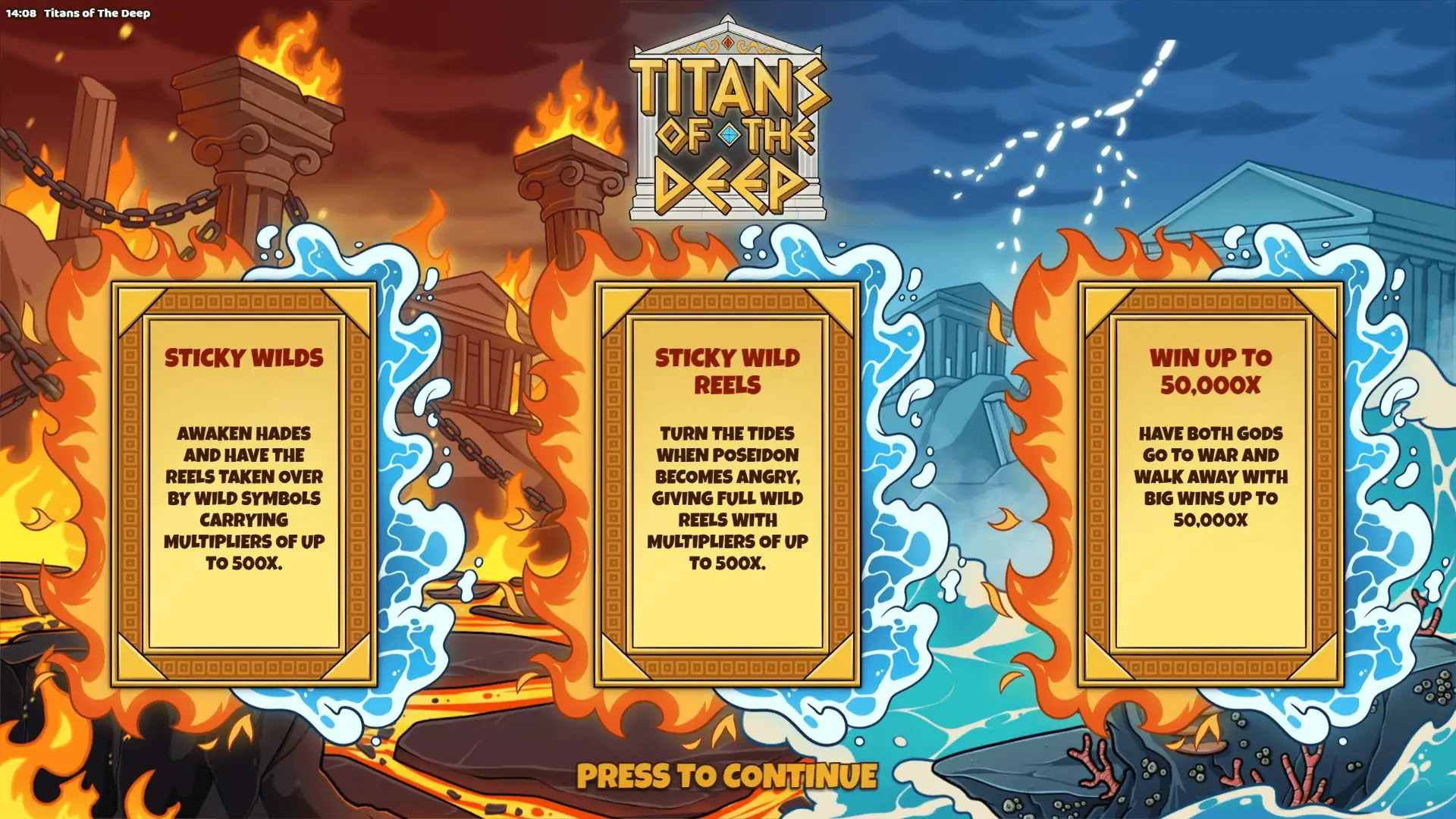 Titans of the Deep slot intro screen