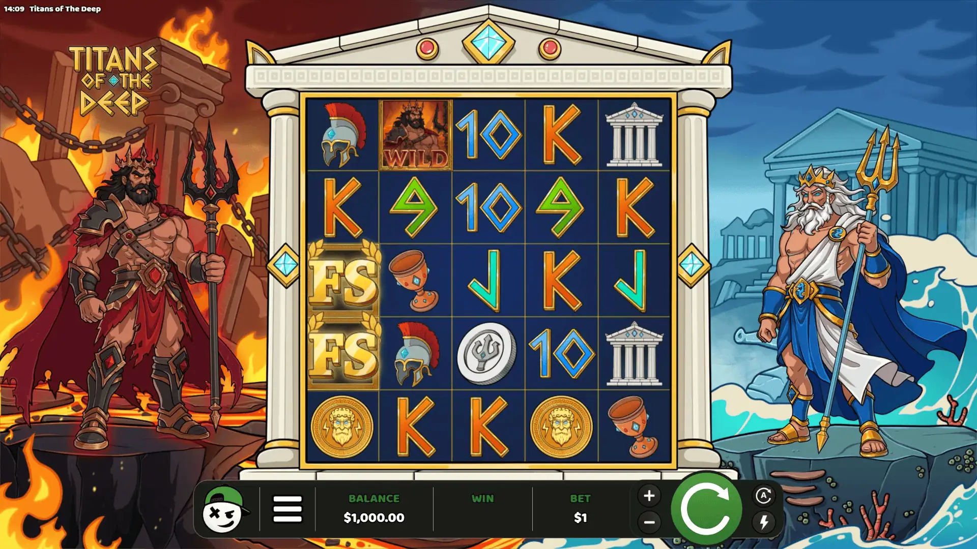 Titans of the Deep slot gameplay reels