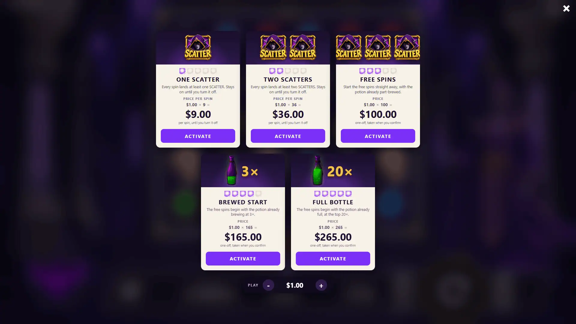 Warlocks Wrath bonus buy menu