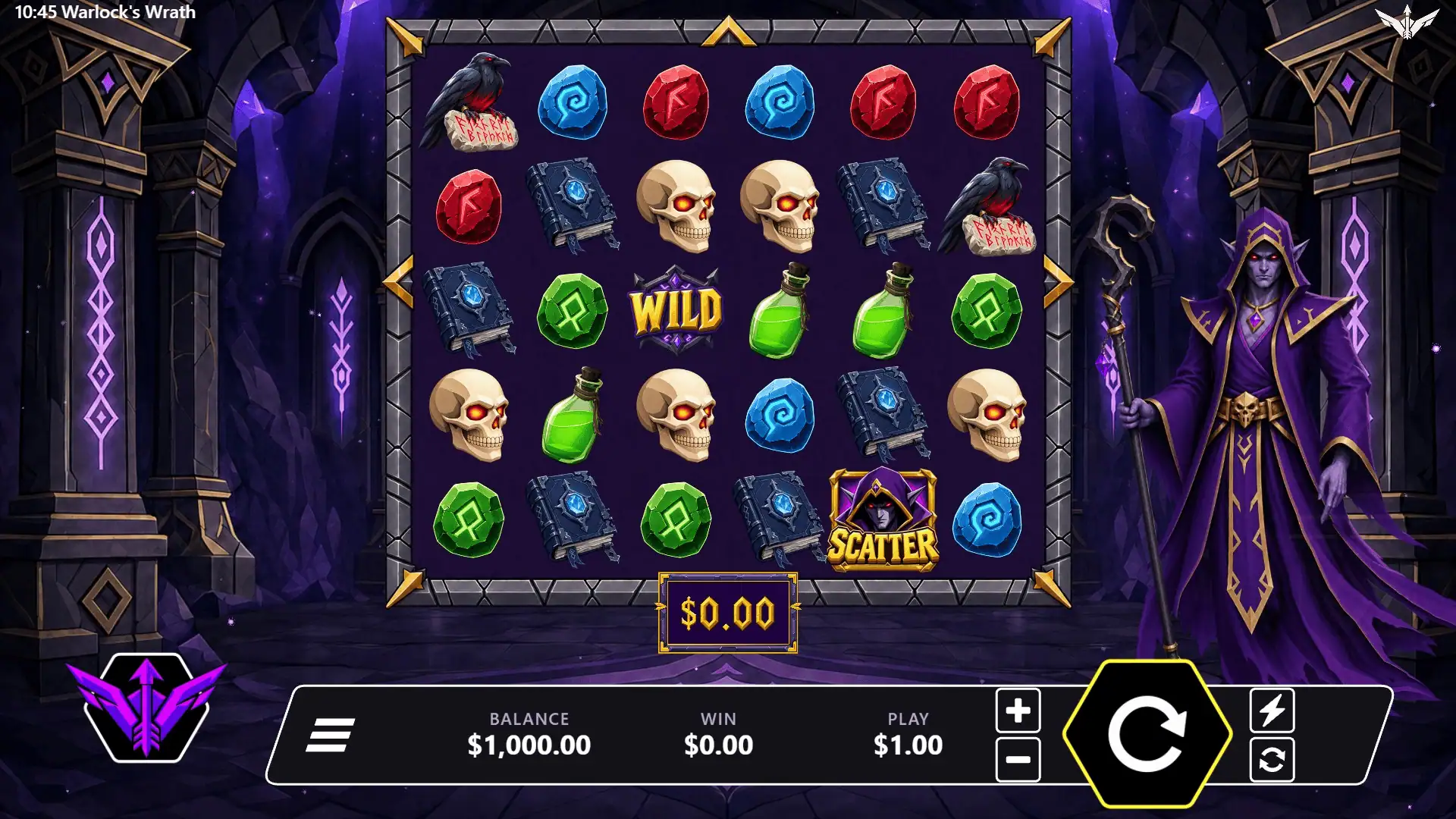 Warlocks Wrath slot gameplay reels
