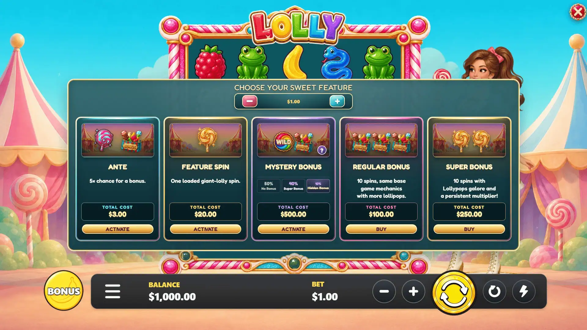 Lolly bonus buy menu