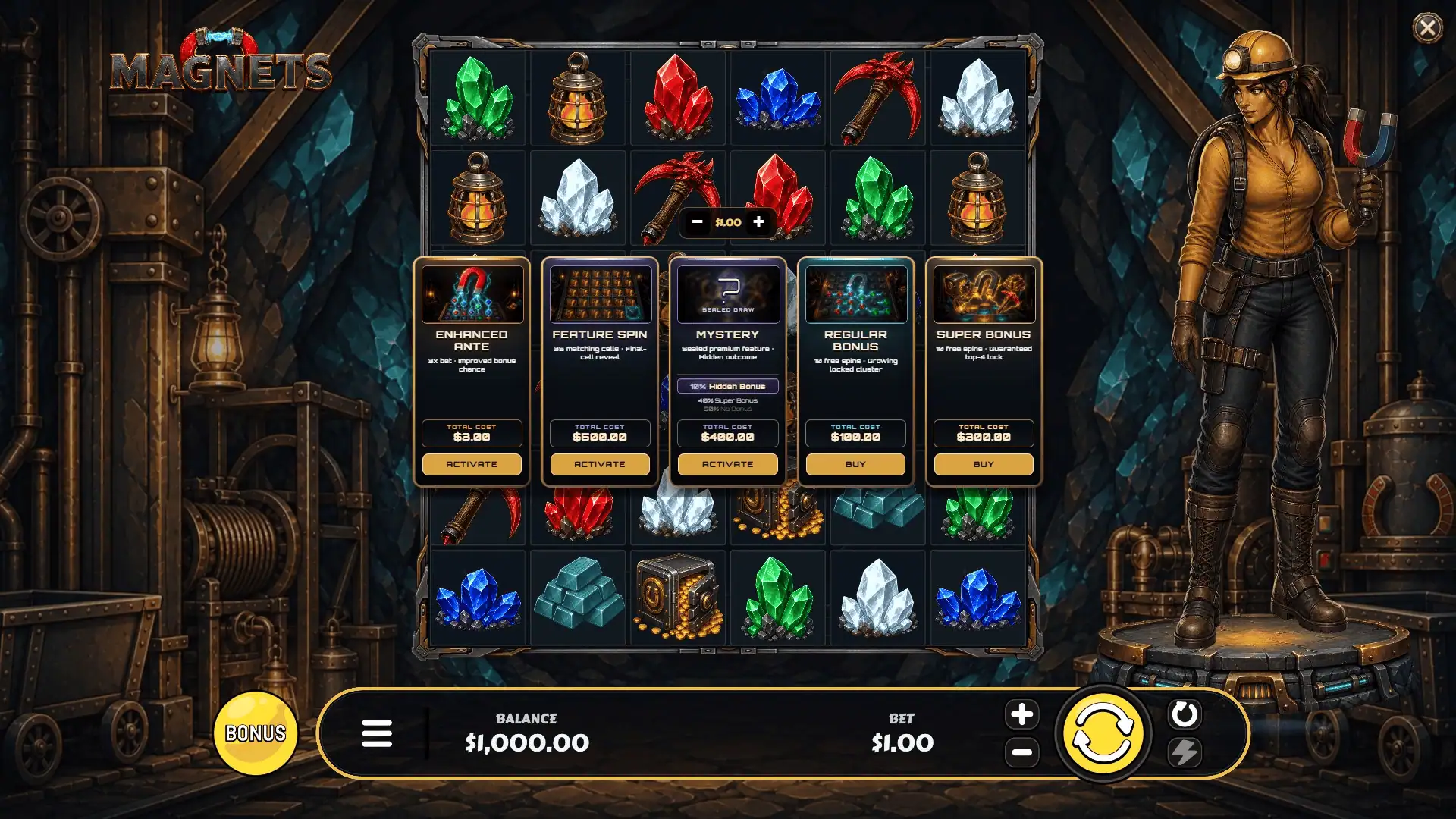 Magnets bonus buy menu