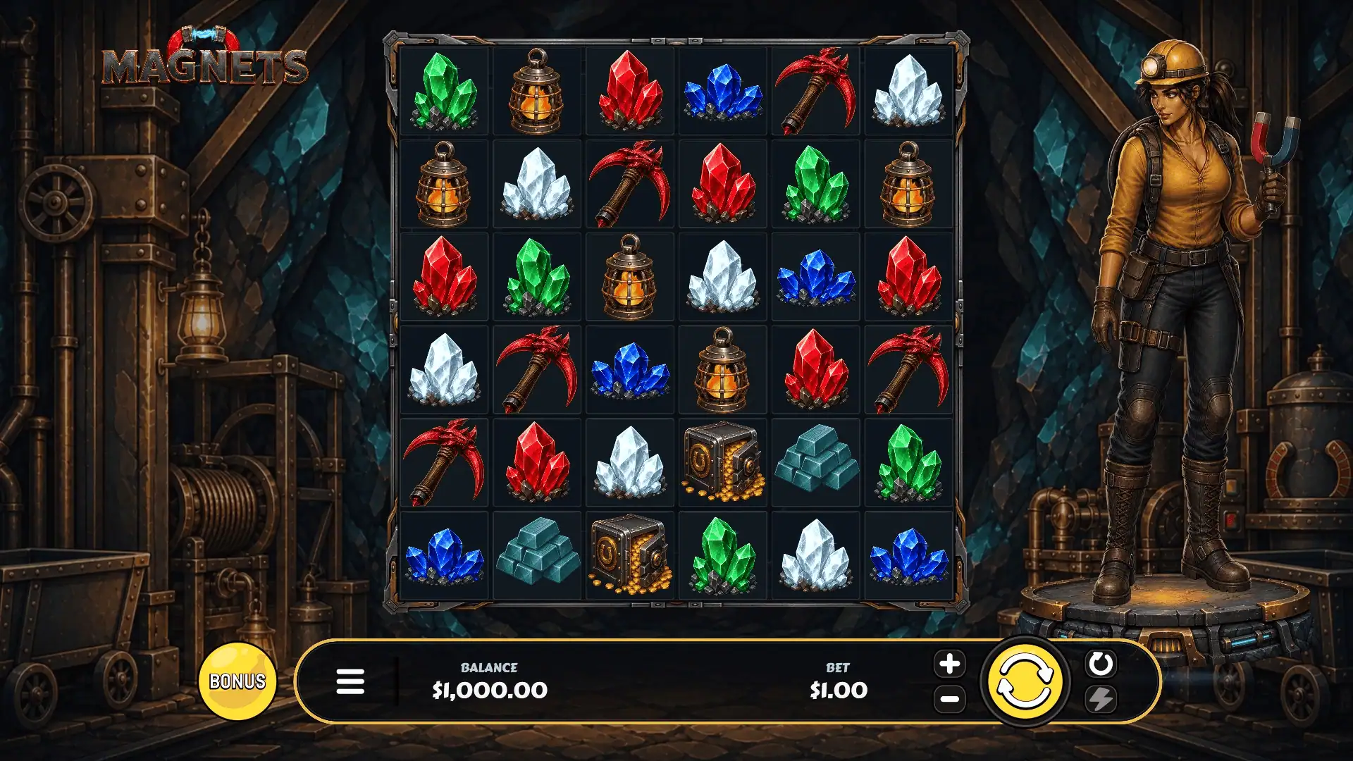 Magnets slot gameplay reels