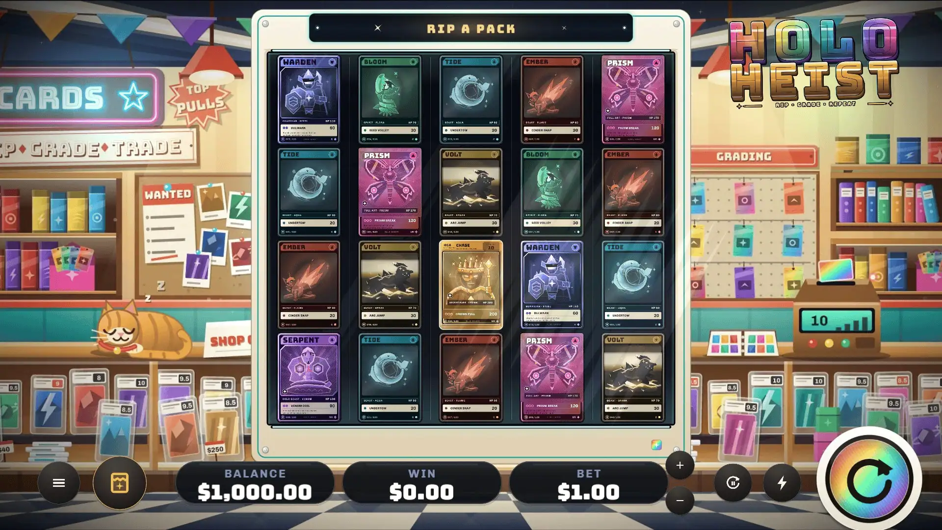 Holo Heist slot gameplay reels