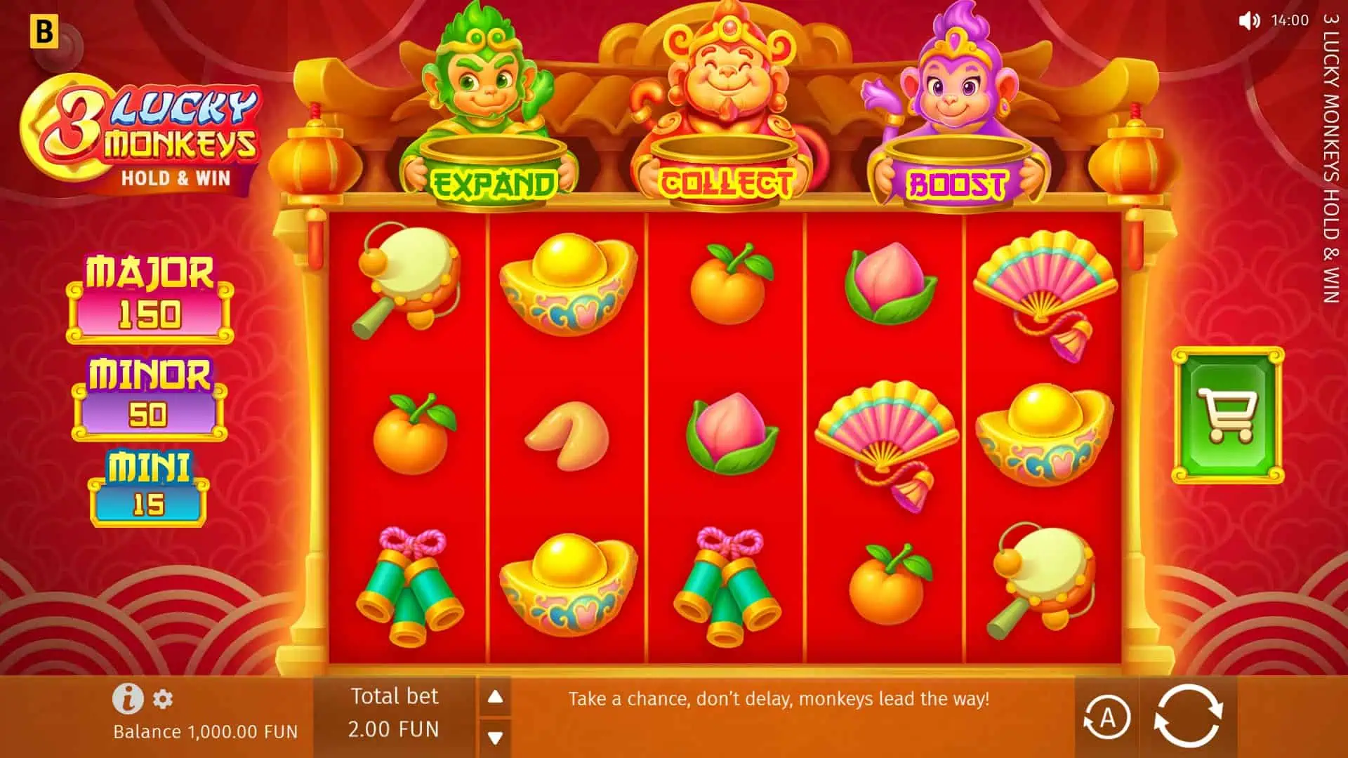 3 Lucky Monkeys slot gameplay reels