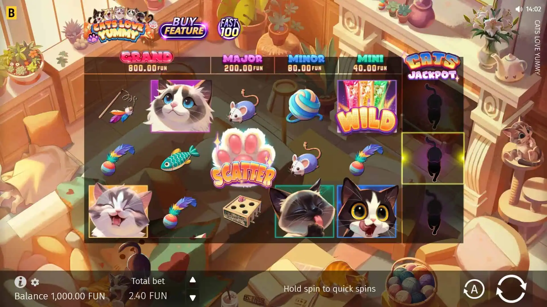 Cats Love Yummy slot gameplay reels