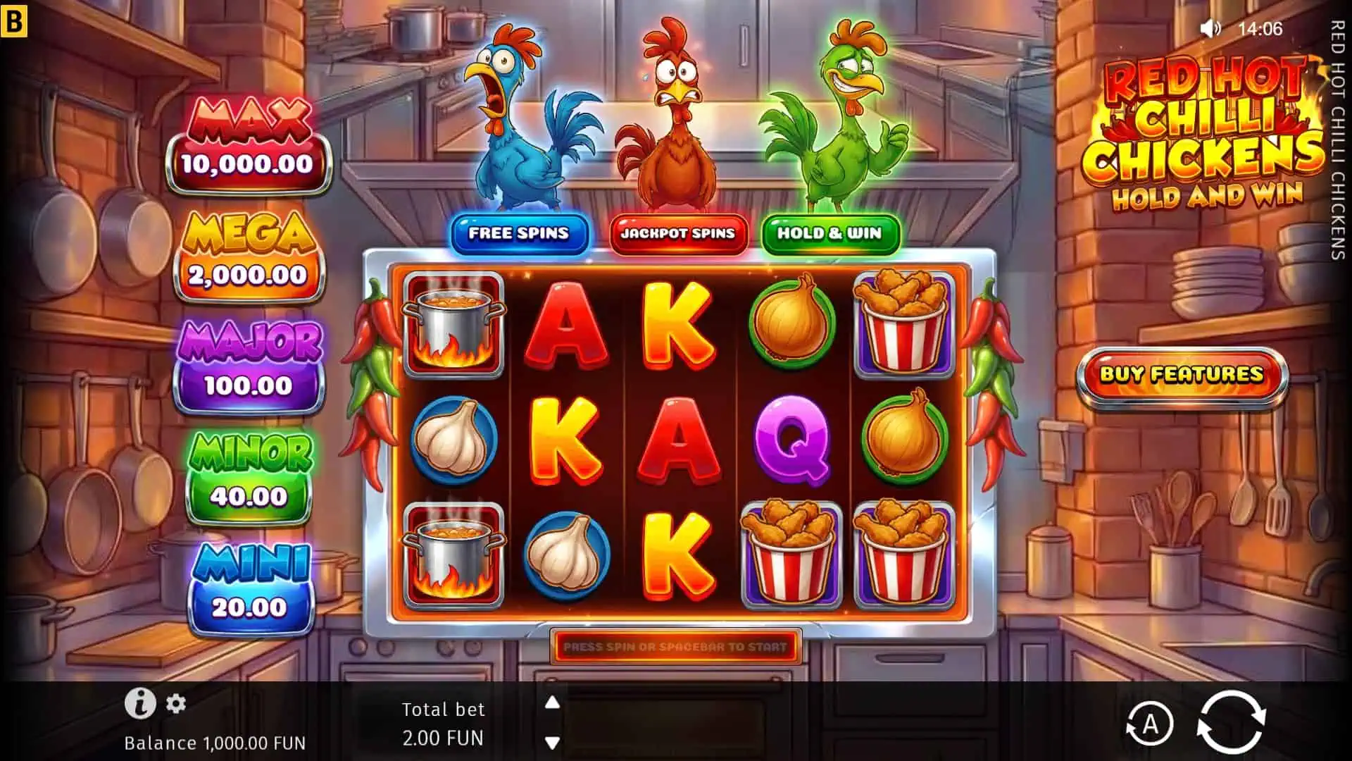 Red Hot Chilli Chickens slot gameplay reels