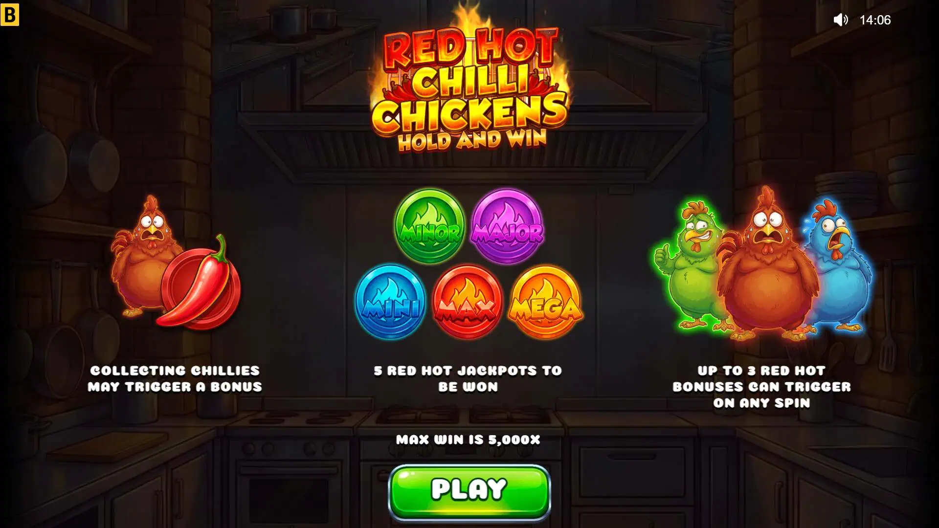 Red Hot Chilli Chickens slot intro screen