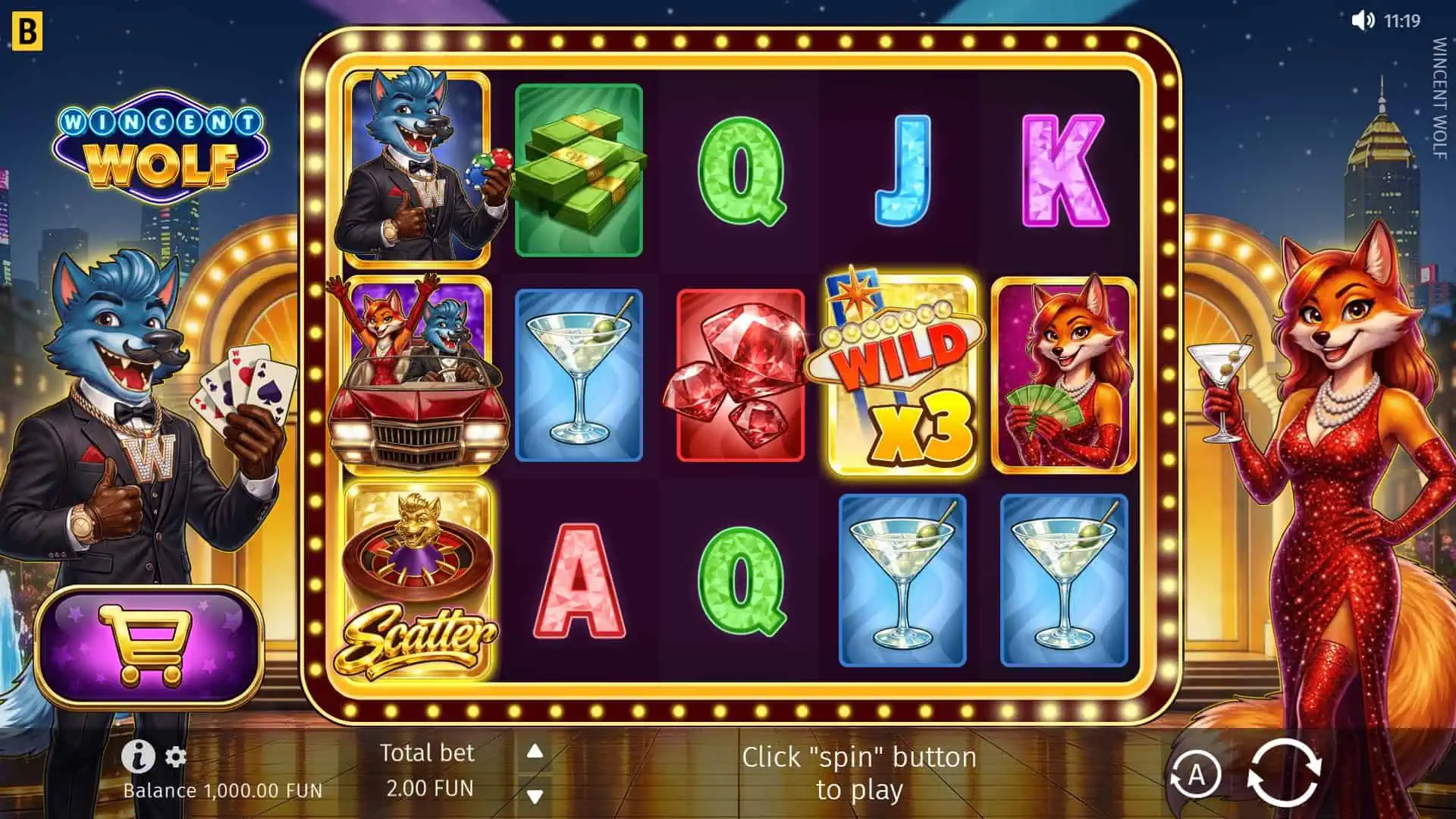 Wincent Wolf slot gameplay reels
