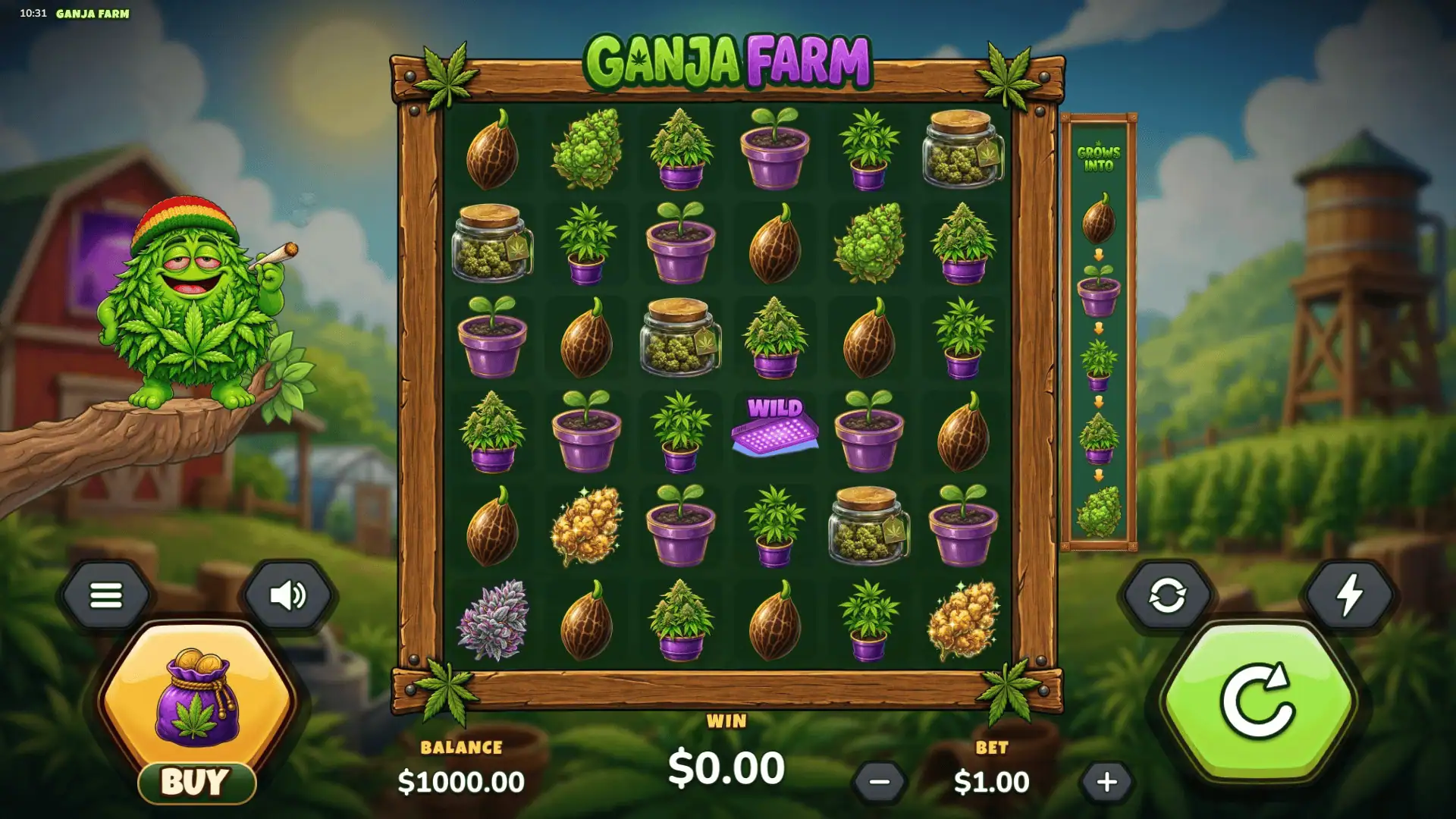 Ganja Farm slot gameplay reels