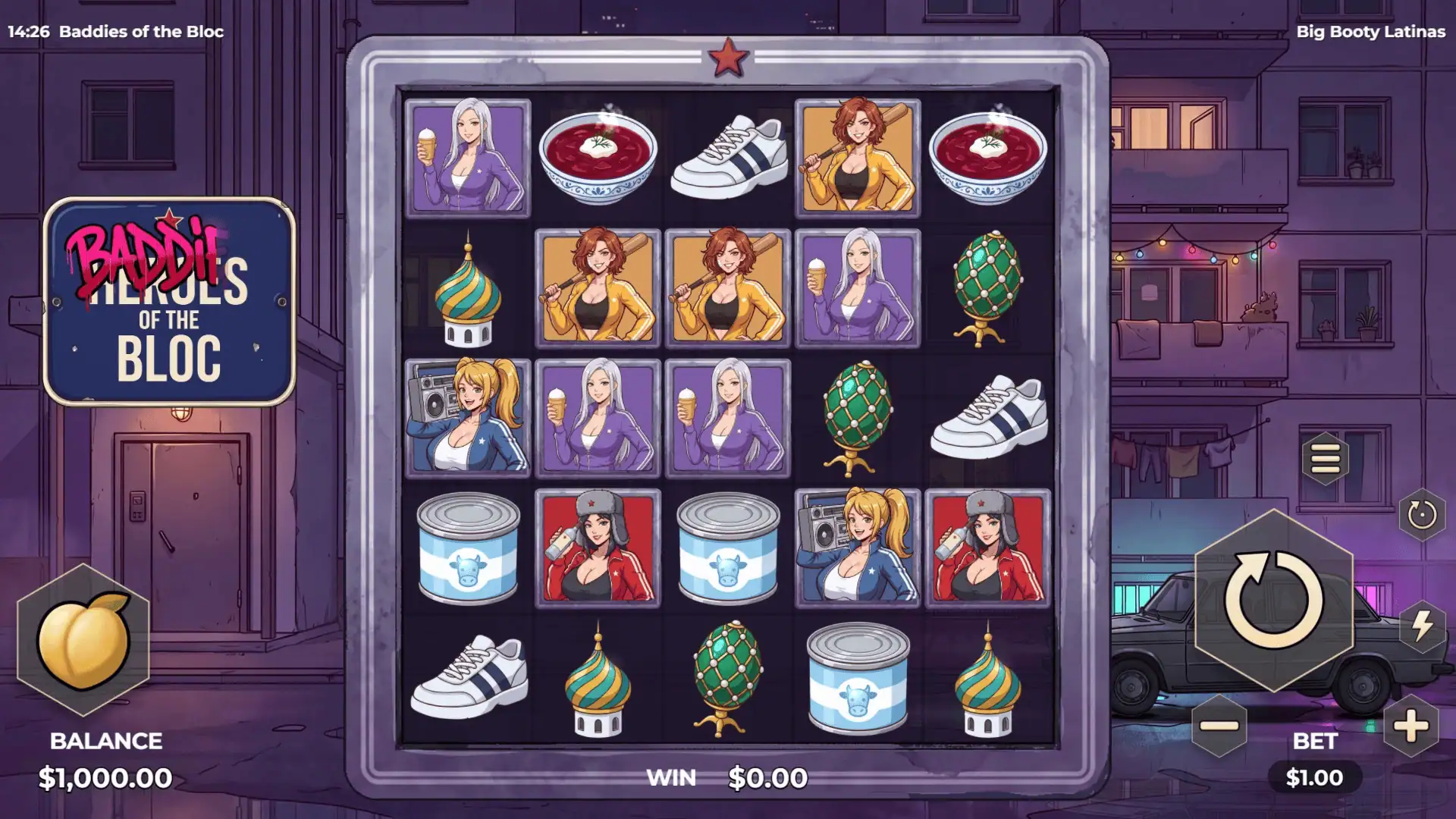 Baddies of the Bloc slot gameplay reels