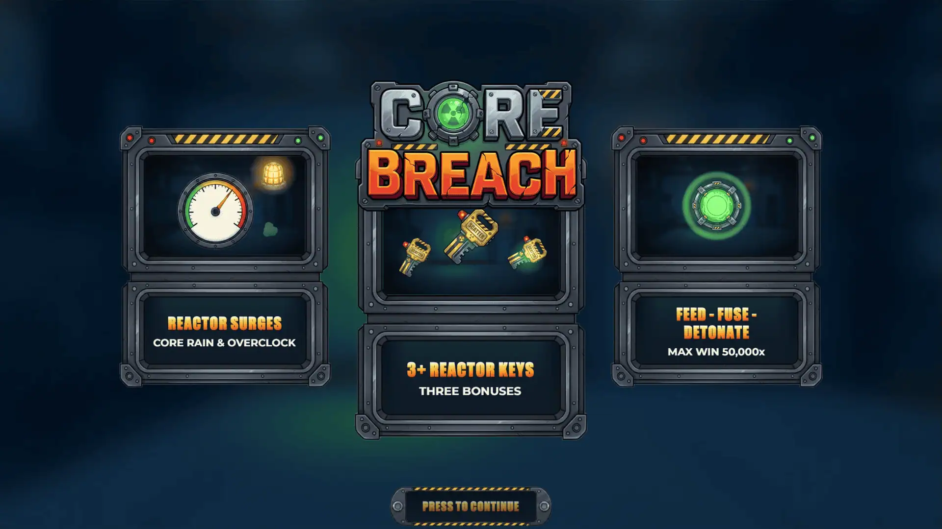 Core Breach slot intro screen