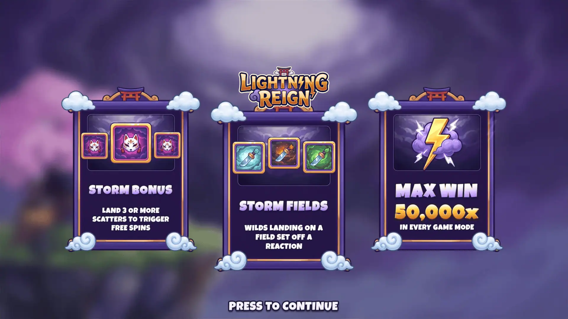 Lightning Reign slot intro screen