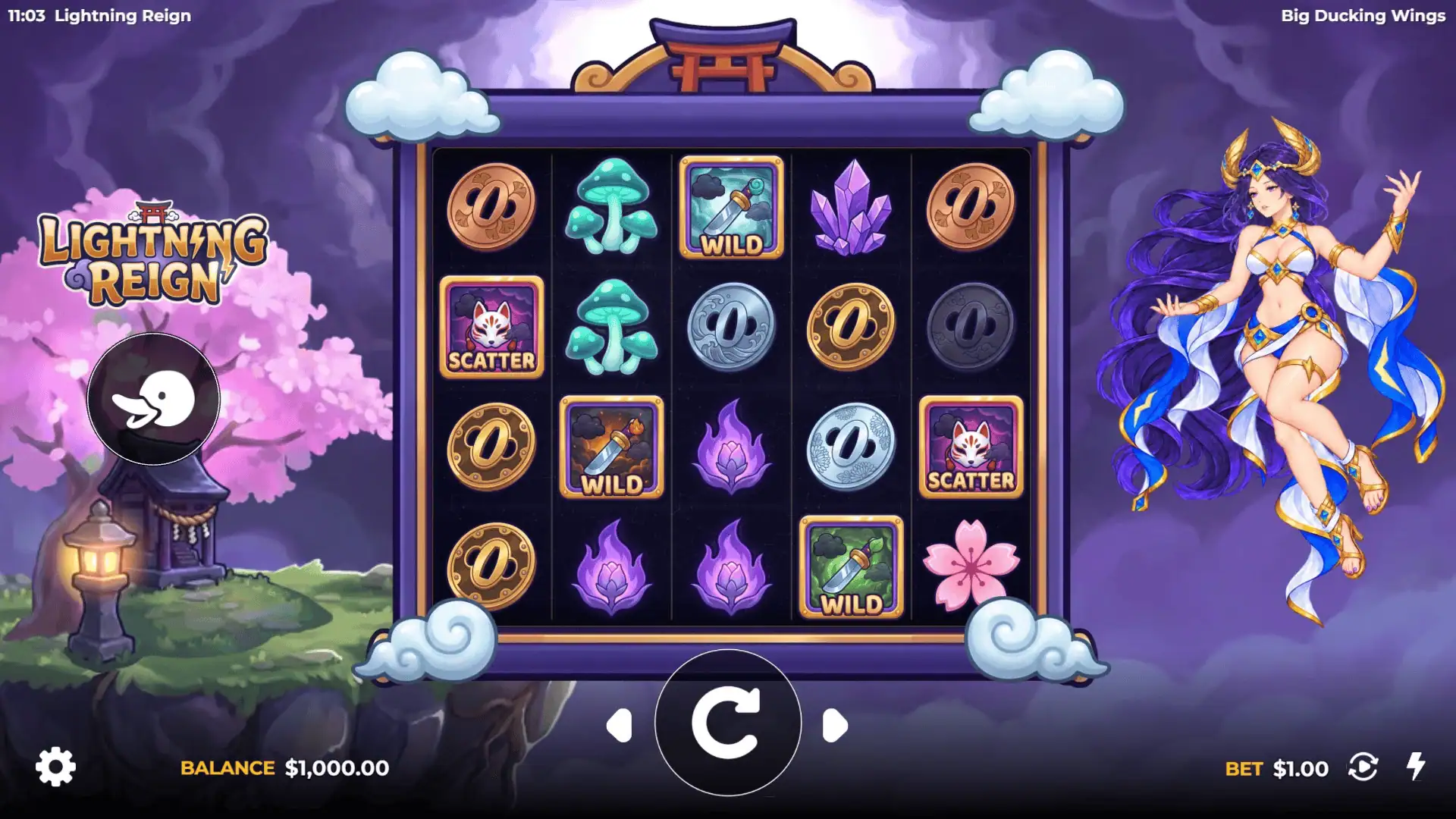Lightning Reign slot gameplay reels