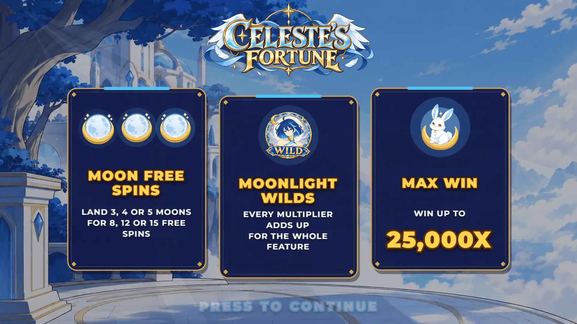 Celeste's Fortune slot intro screen