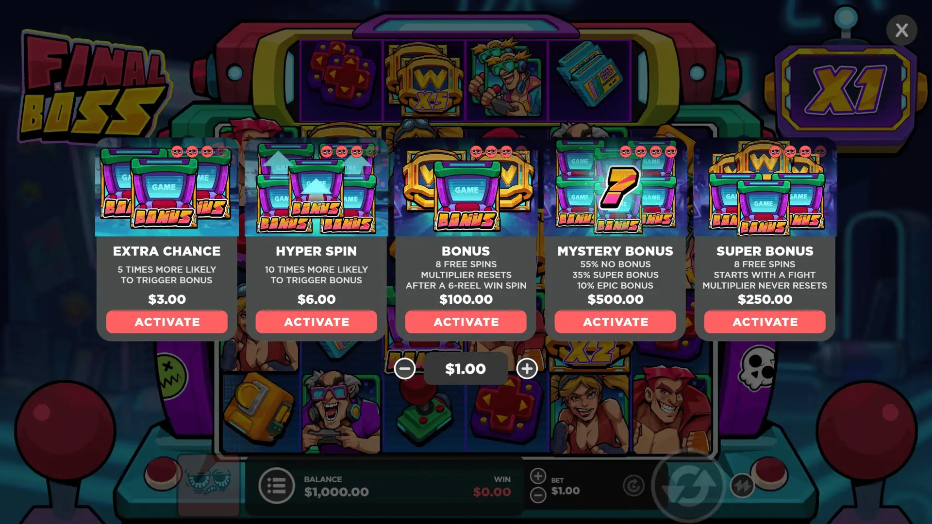 Final Boss bonus buy menu
