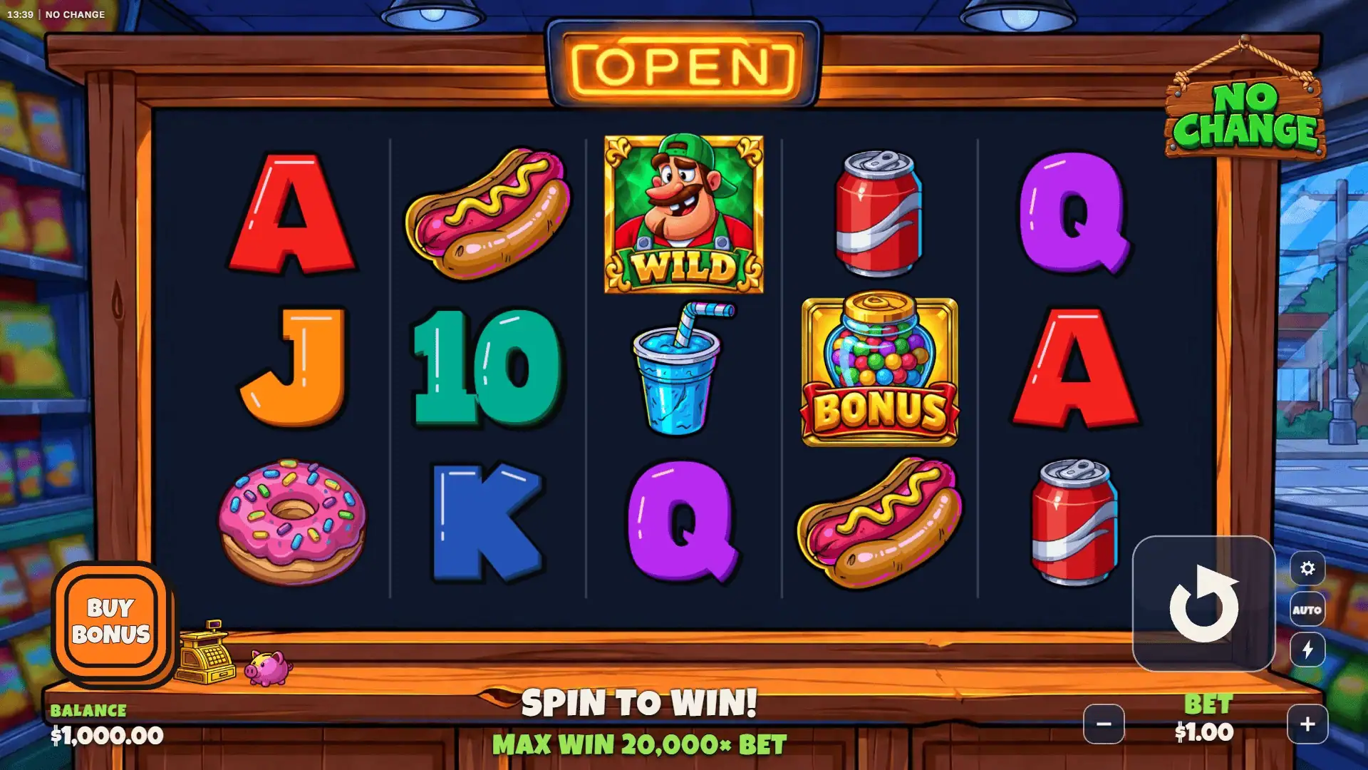 No Change slot gameplay reels