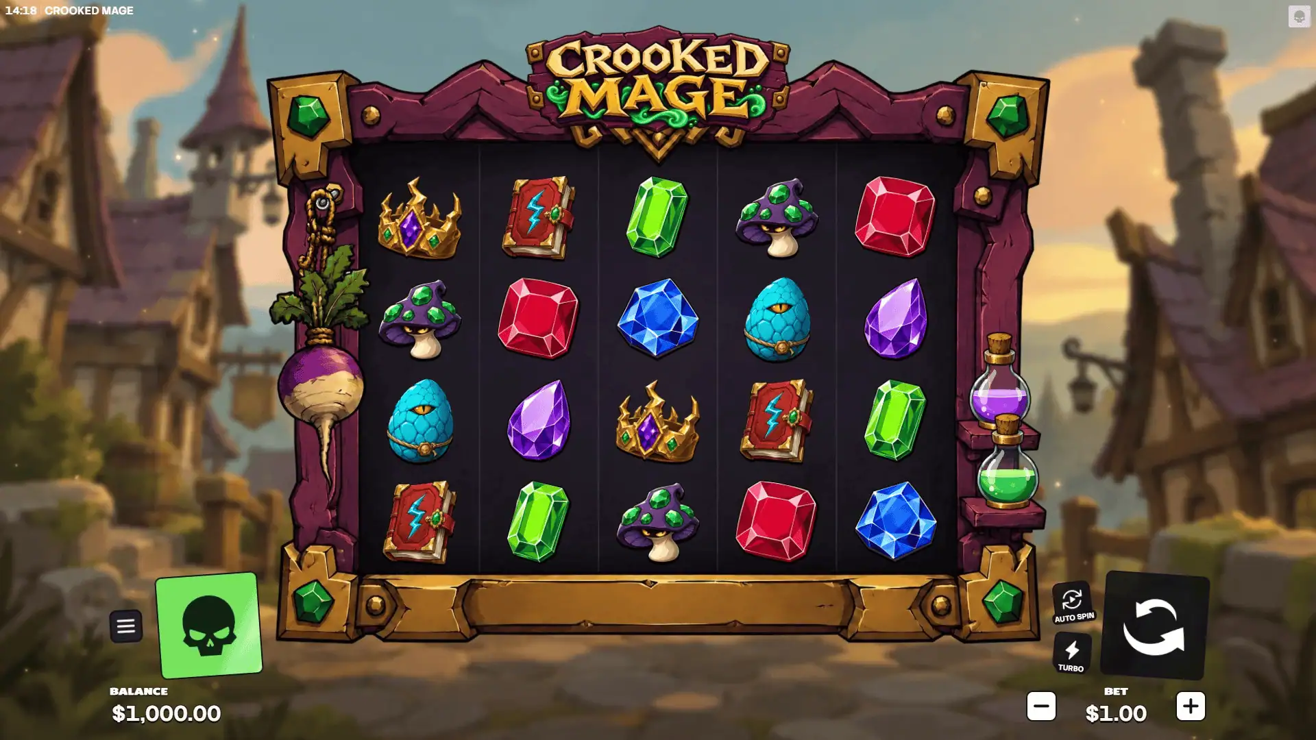 Crooked Mage slot gameplay reels