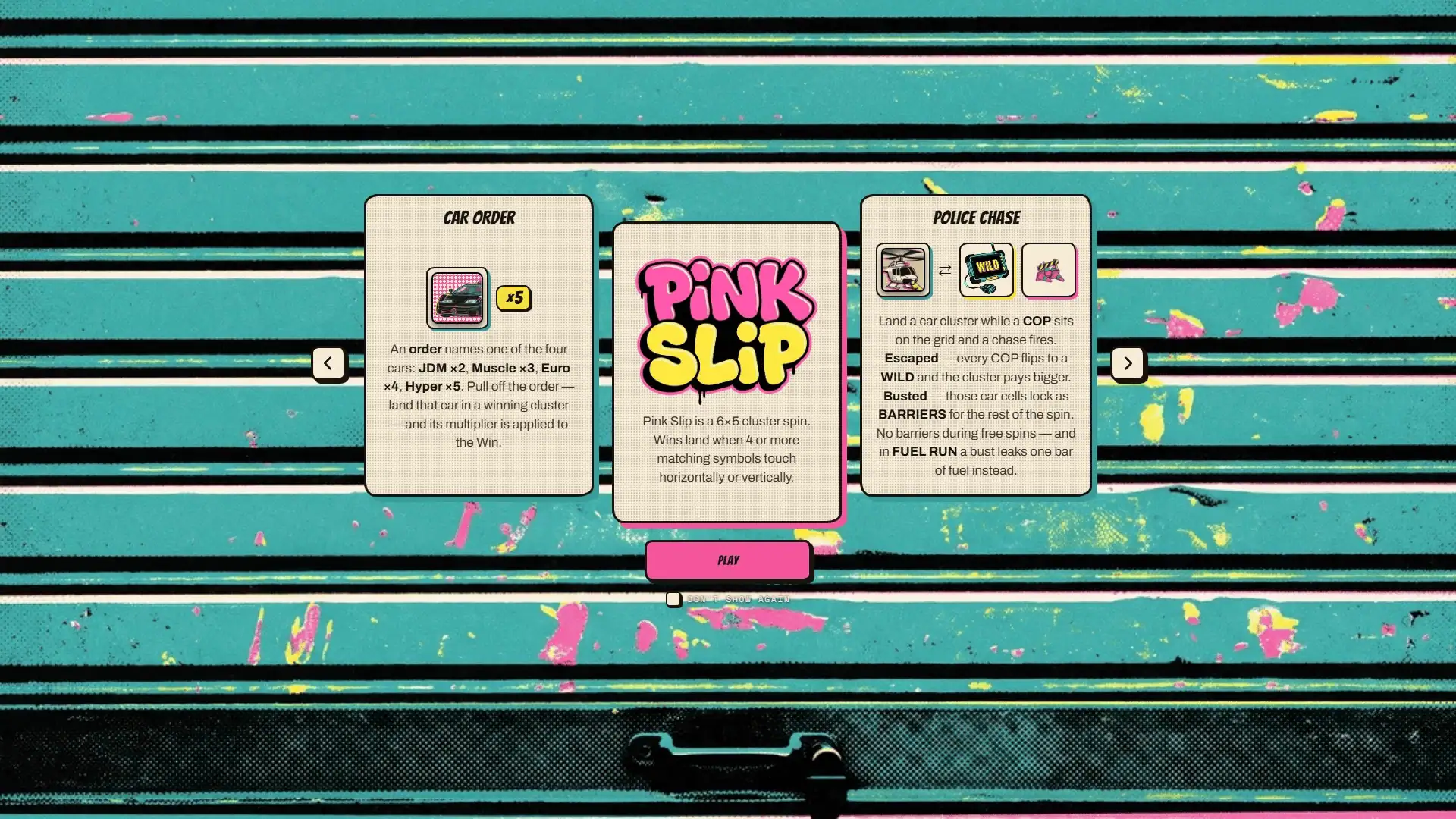 Pink Slip slot intro screen