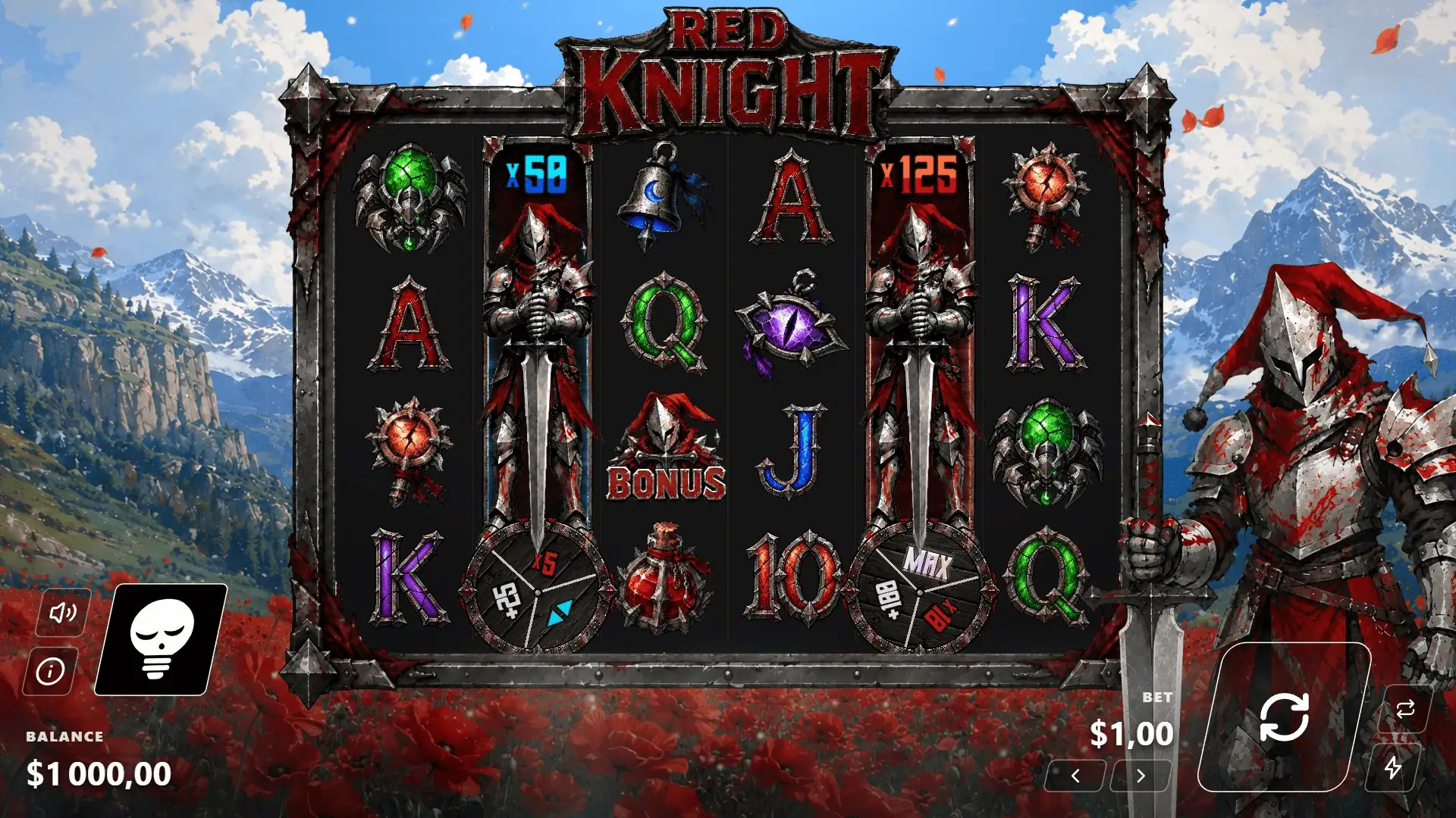 Red Knight slot gameplay reels