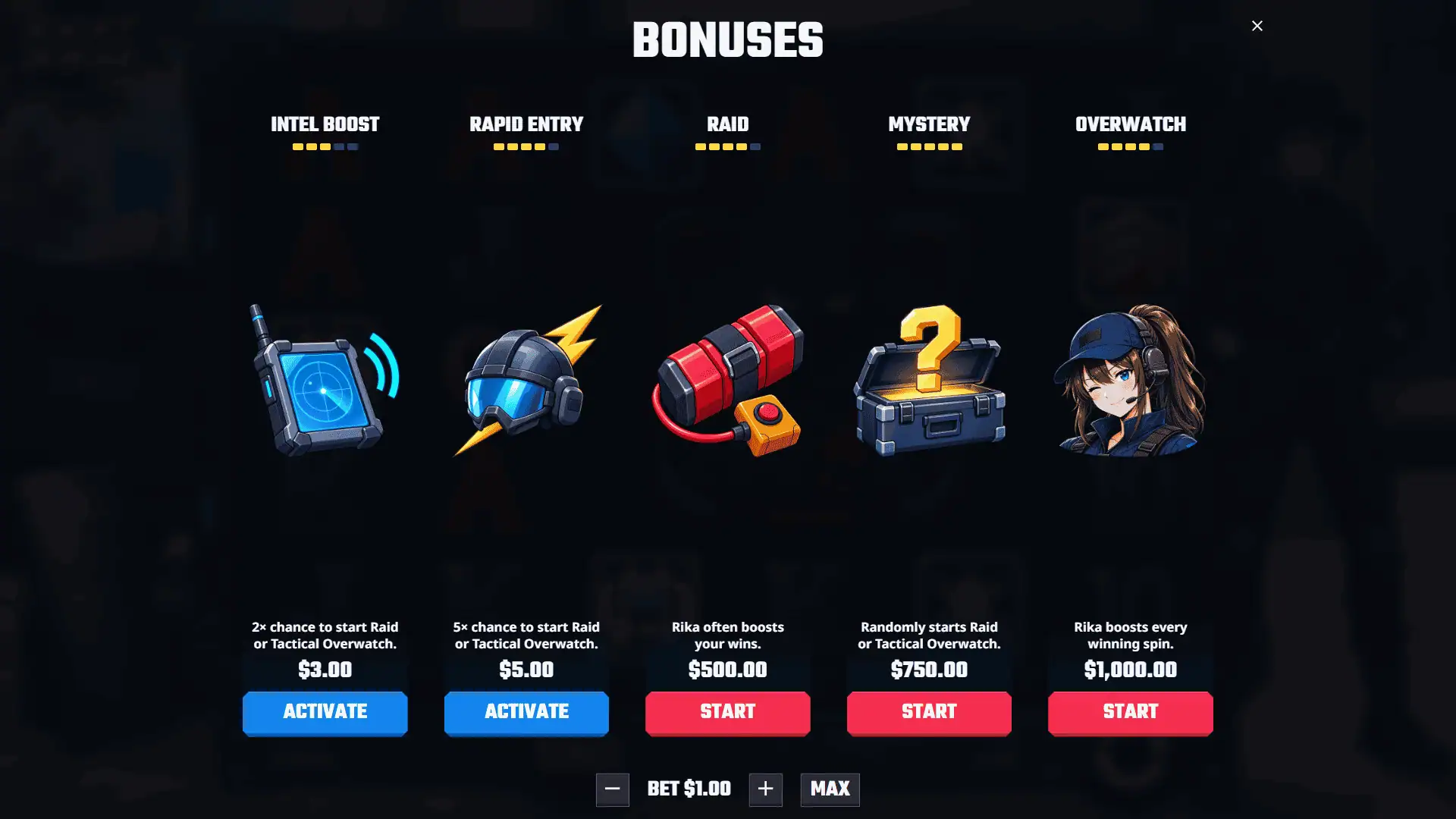 SWAT Siege bonus buy menu