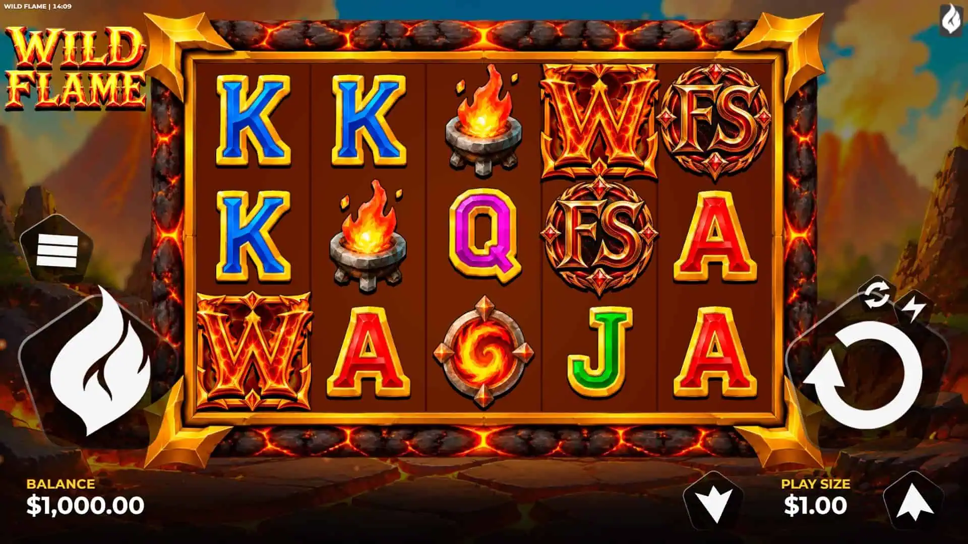 Wild Flame slot gameplay reels