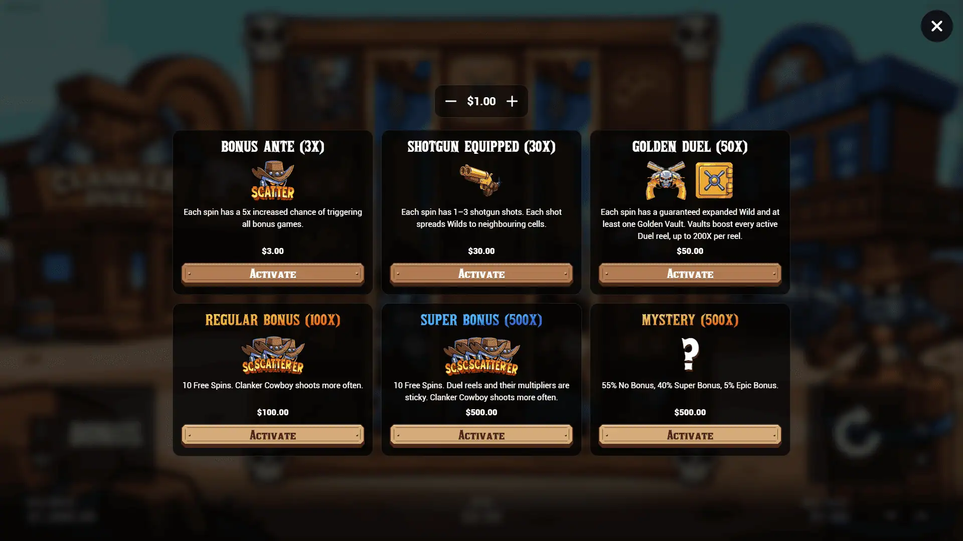 Clanker Duel bonus buy menu