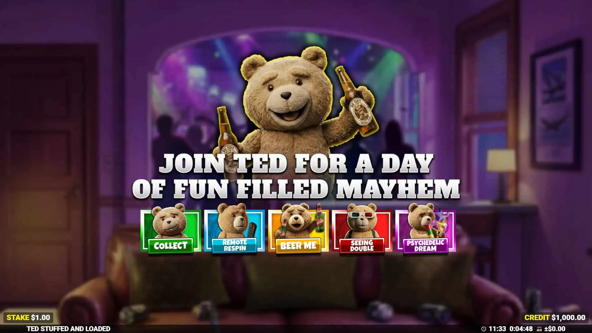 Ted Stuffed & Loaded slot intro screen
