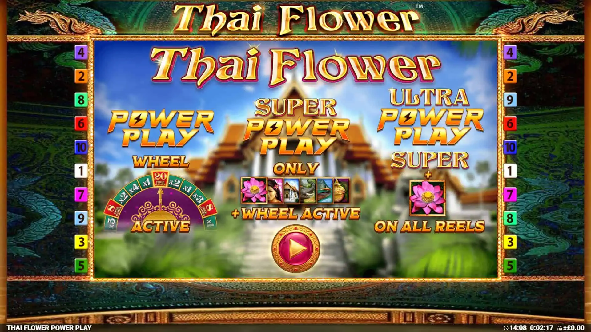 Thai Flower Power Play slot intro screen