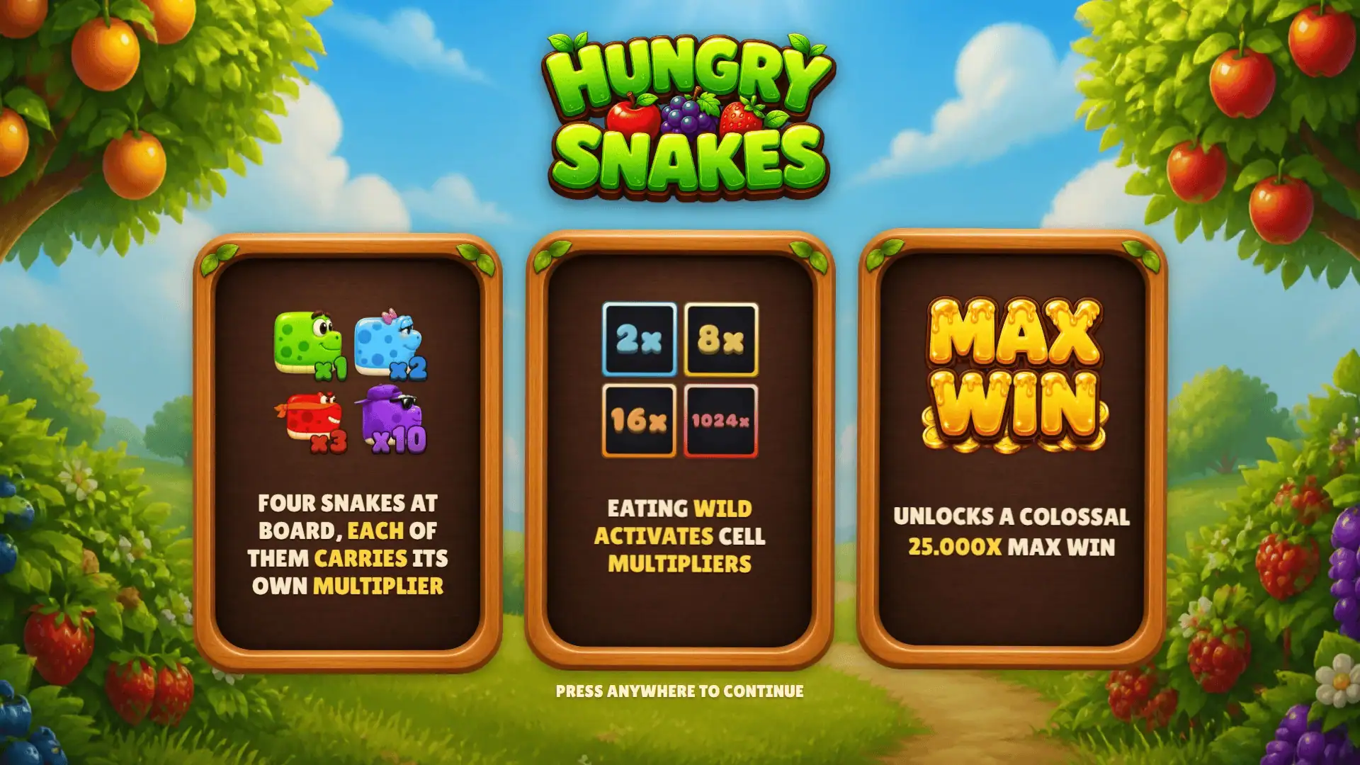 Hungry Snakes slot intro screen
