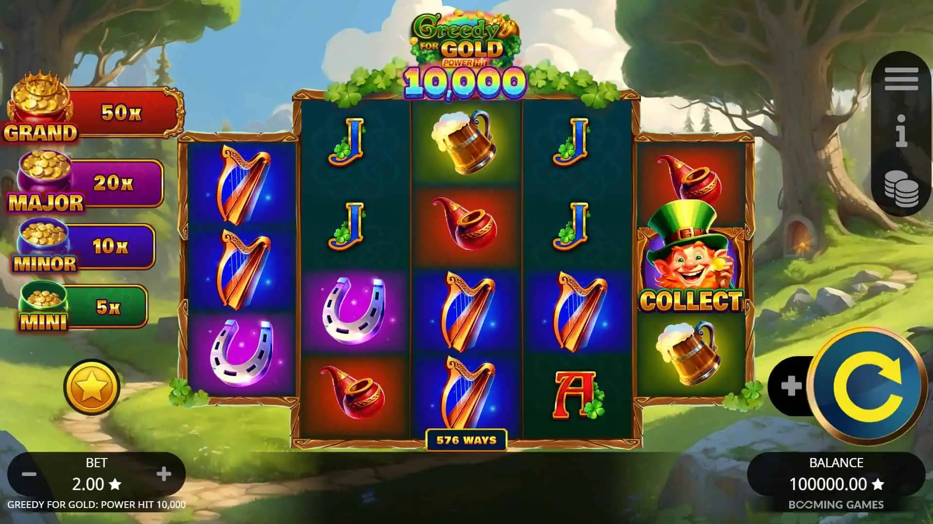 Greedy for Gold: Power Hit 10000 slot gameplay reels