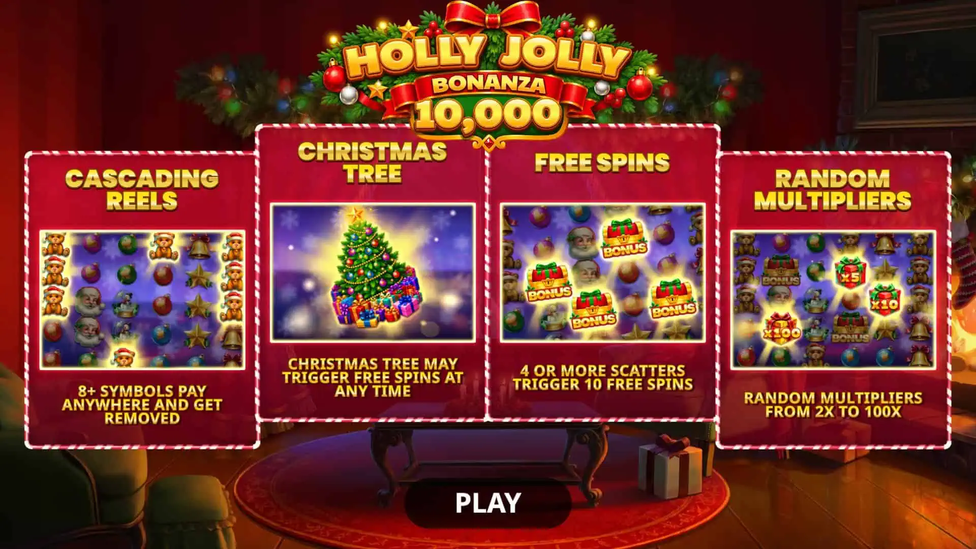Holly Jolly Bonanza 10000 slot intro screen