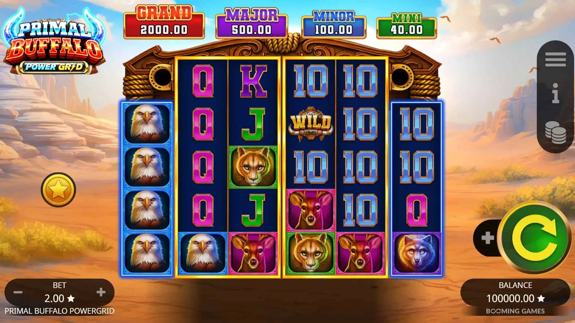 Primal Buffalo PowerGrid slot gameplay reels