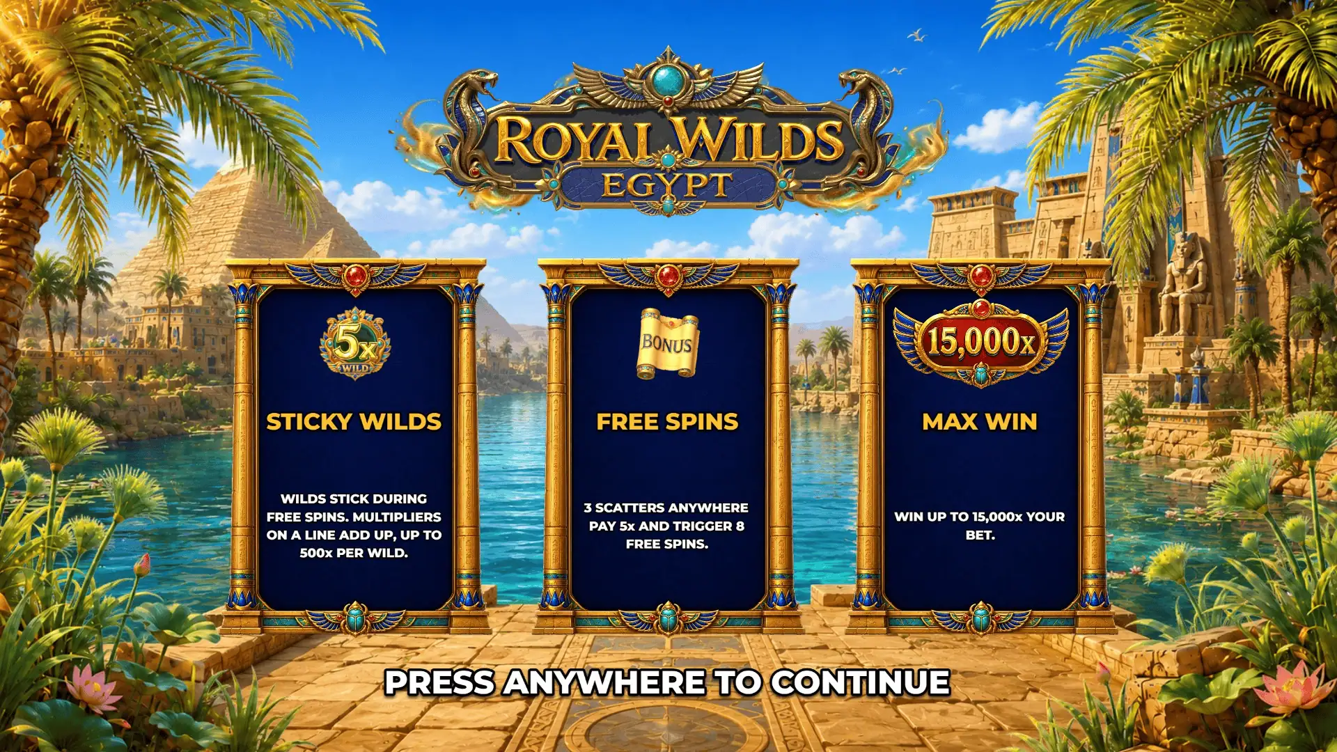 Royal Wilds: Egypt slot intro screen