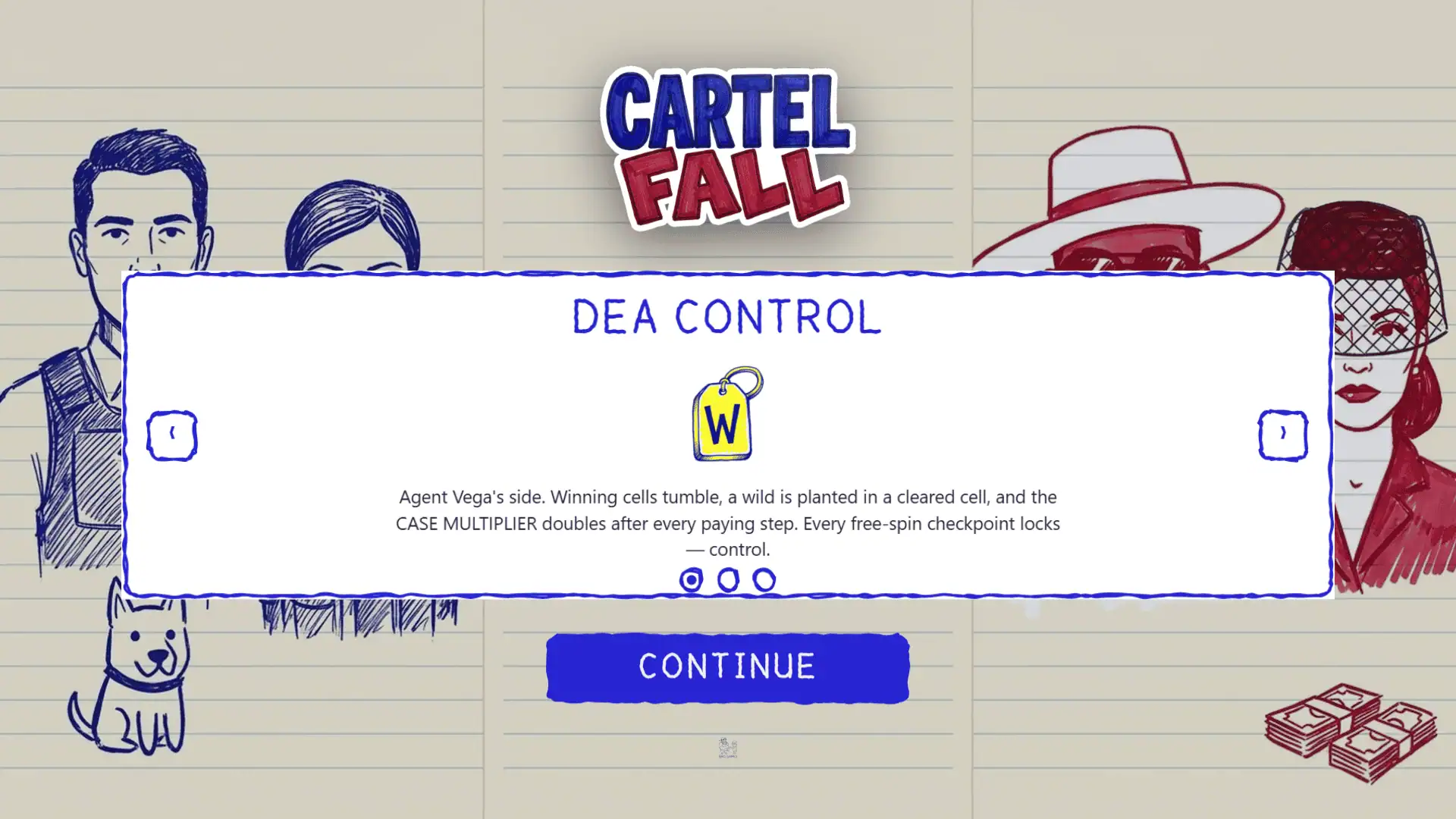Cartel Fall slot intro screen