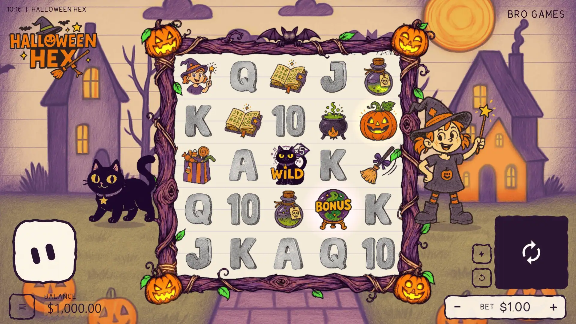 Halloween Hex slot gameplay reels