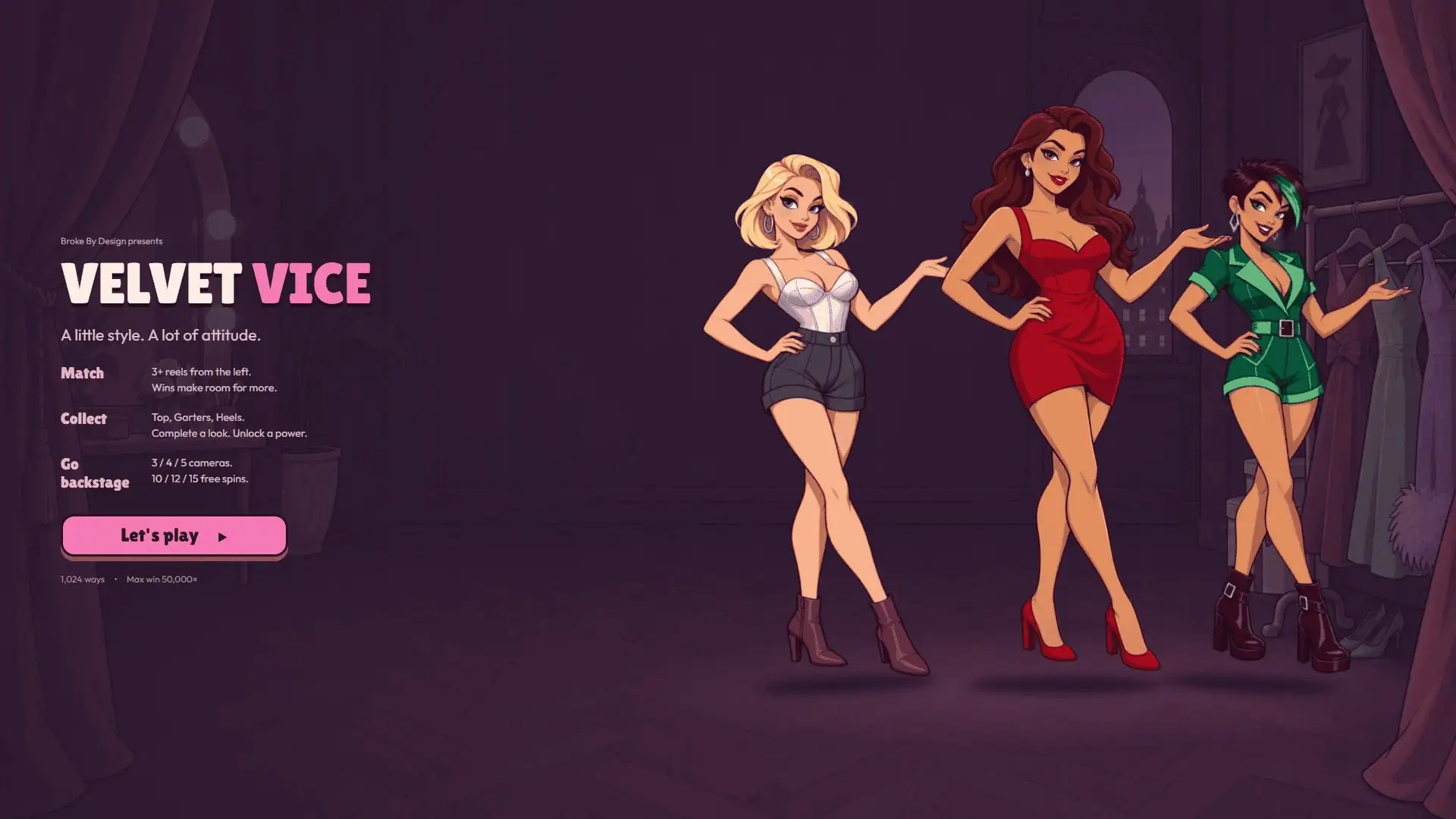 Velvet Vice slot intro screen